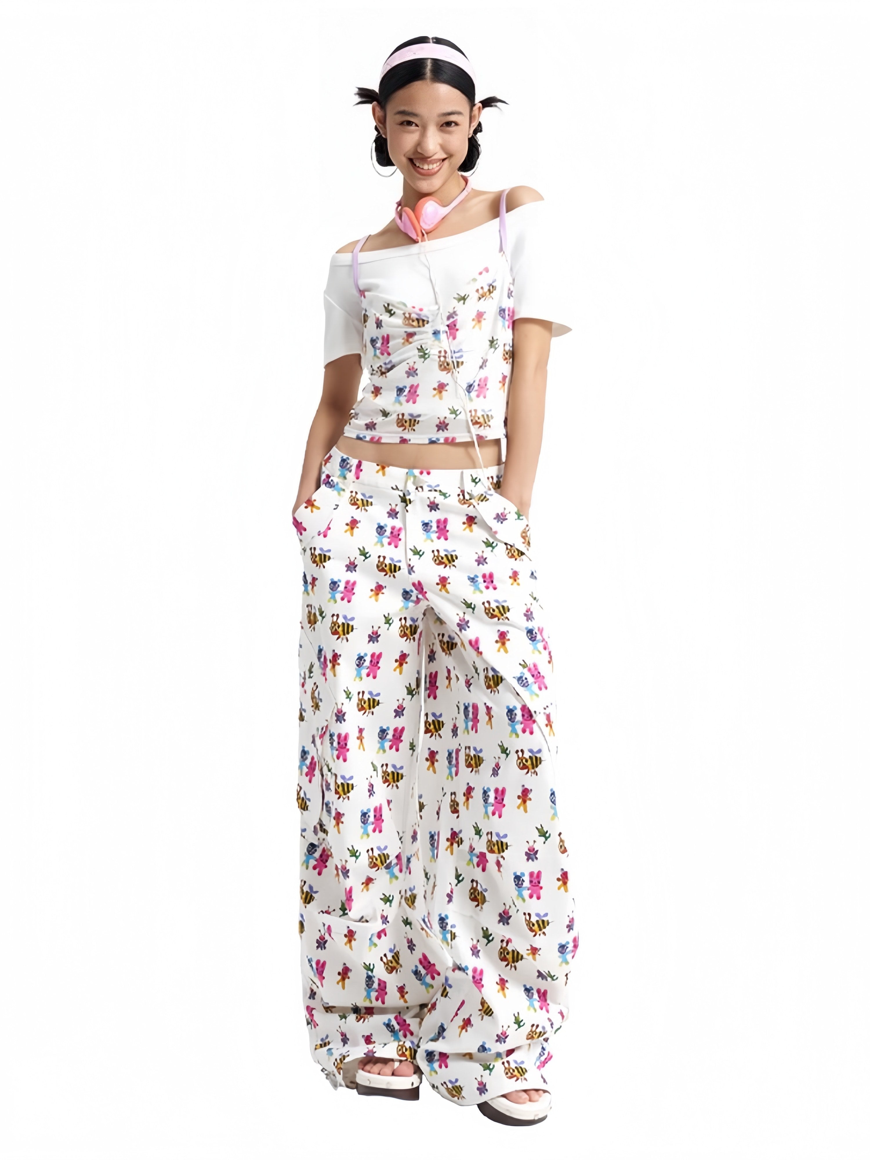 Bee Print Cargo Pants