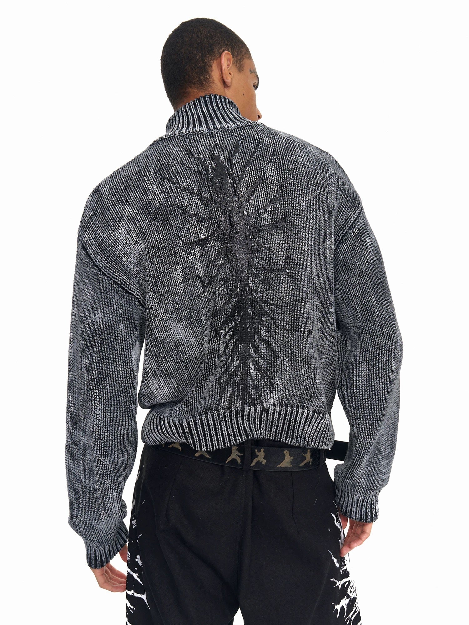 Thorn Print Distressed Knit