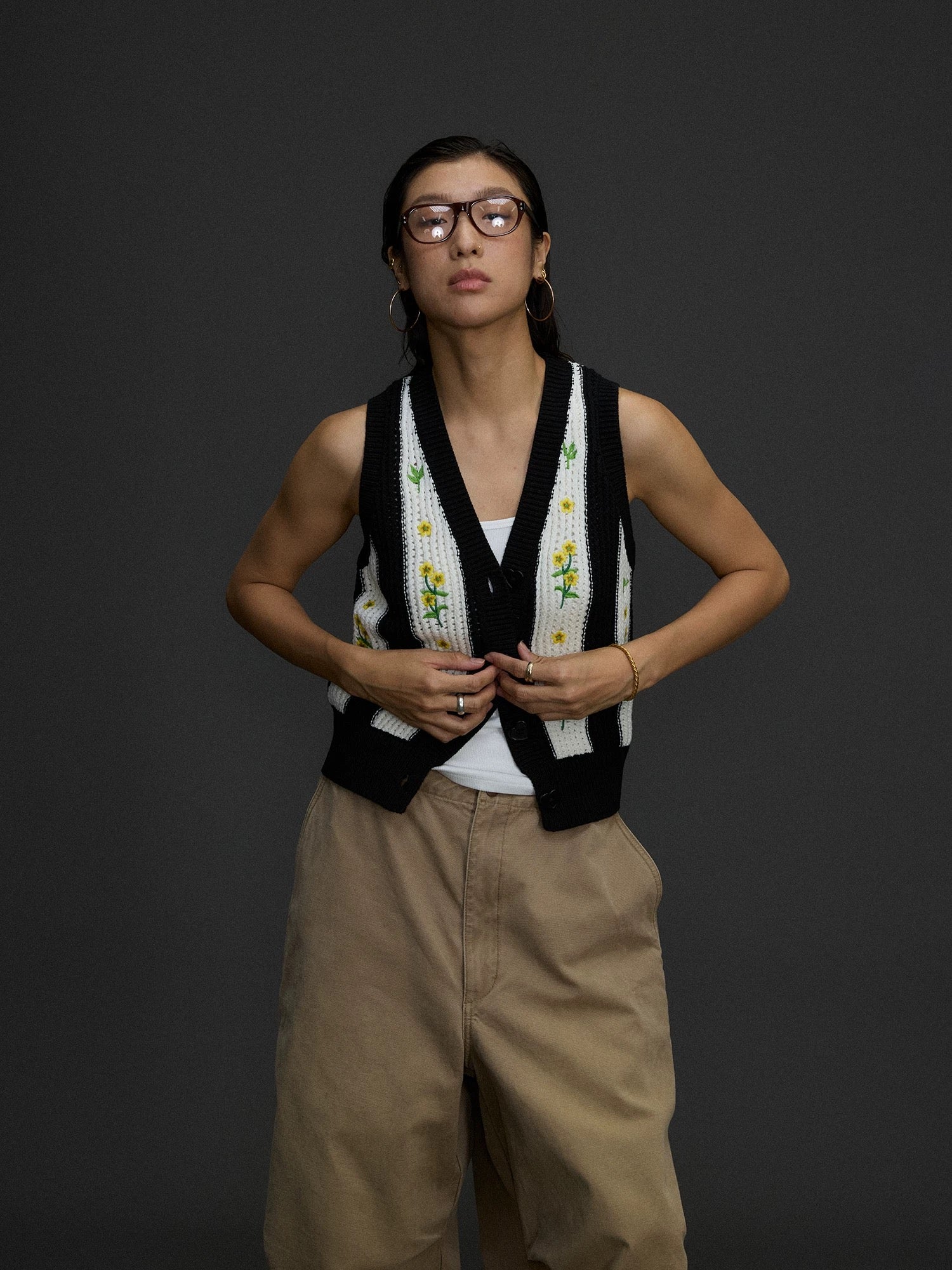 Floral Knit Vest
