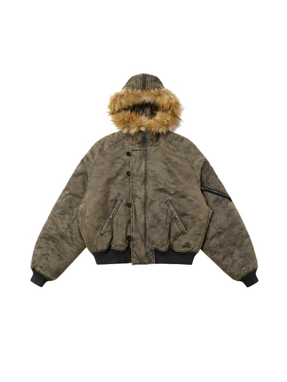 Washed Camo Bomber Jacket