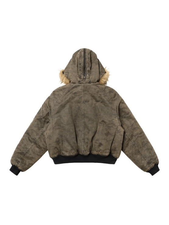 Washed Camo Bomber Jacket