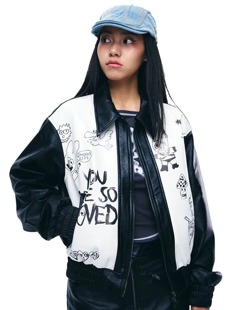 Artist Graphic Leather Jacket