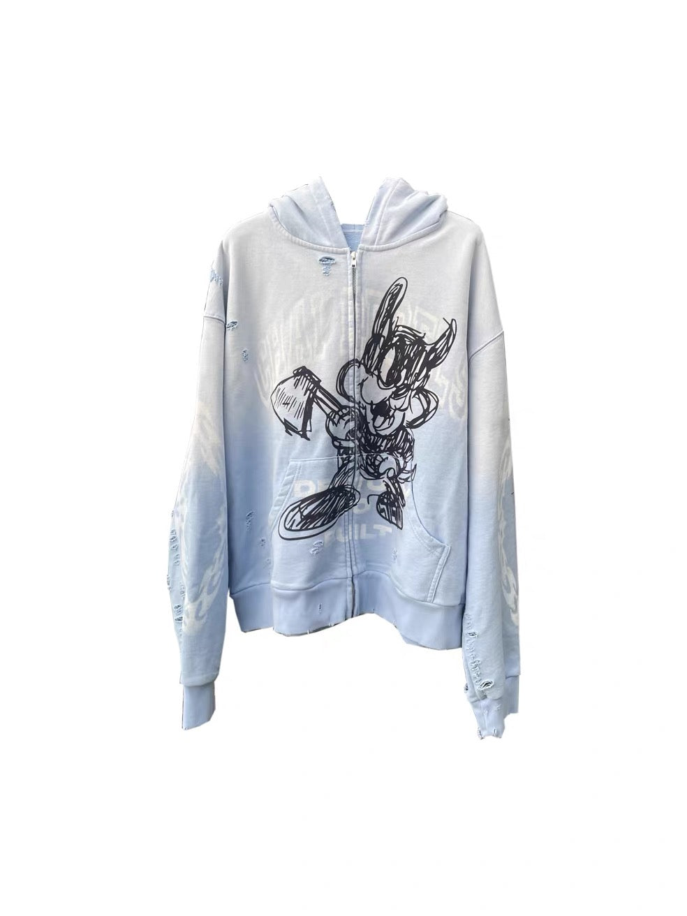 Cartoon Washed Zip Hoodie