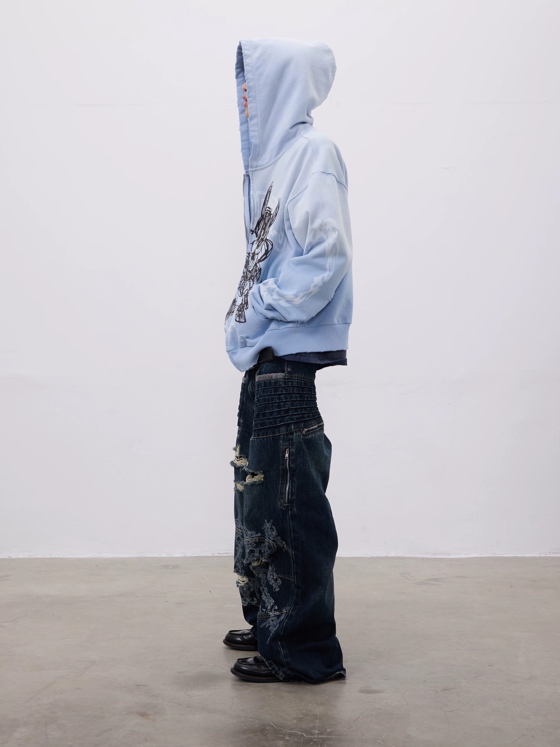 Cartoon Washed Zip Hoodie