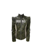 Padded Shoulder Leather Coat