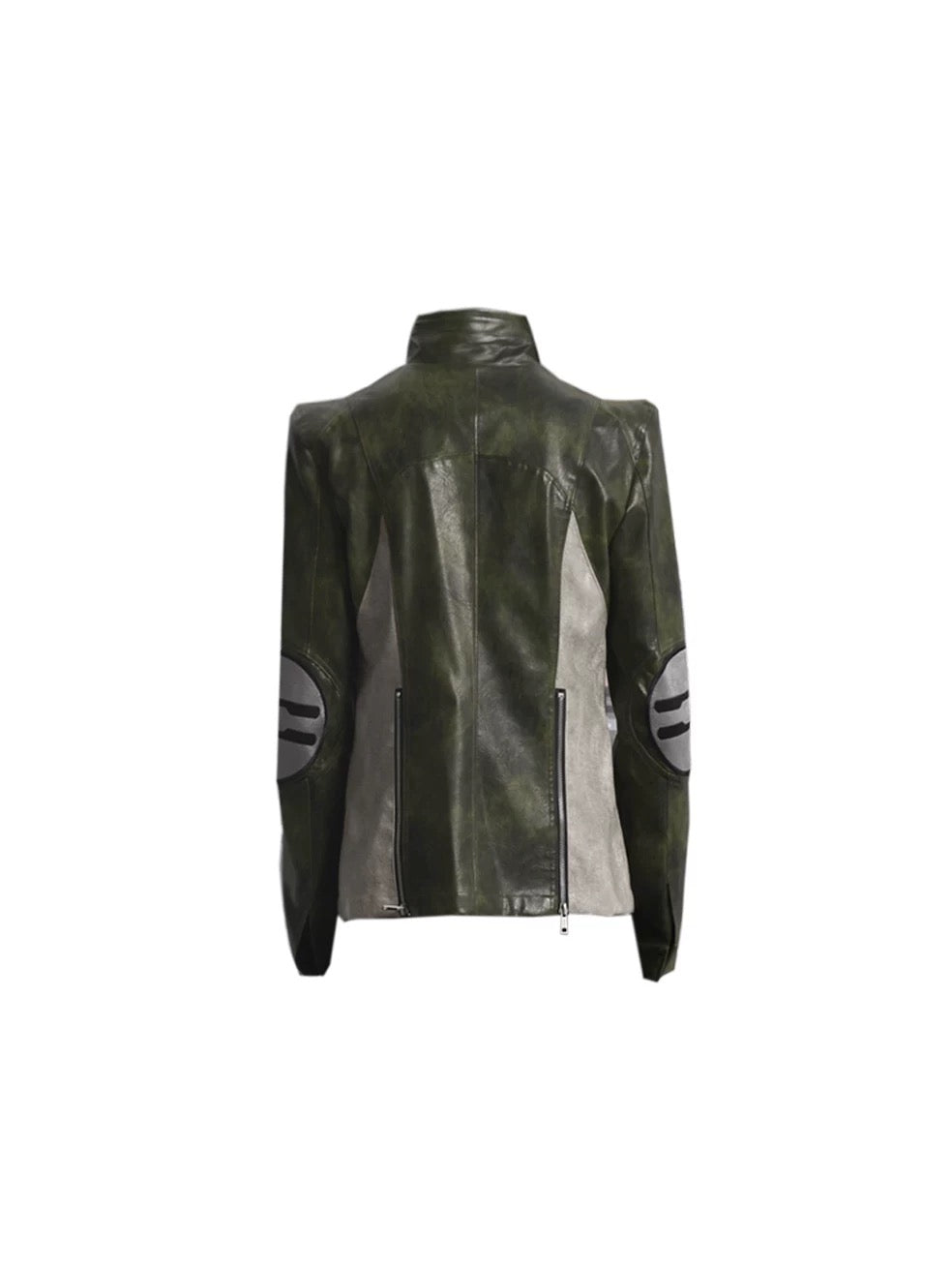 Padded Shoulder Leather Coat