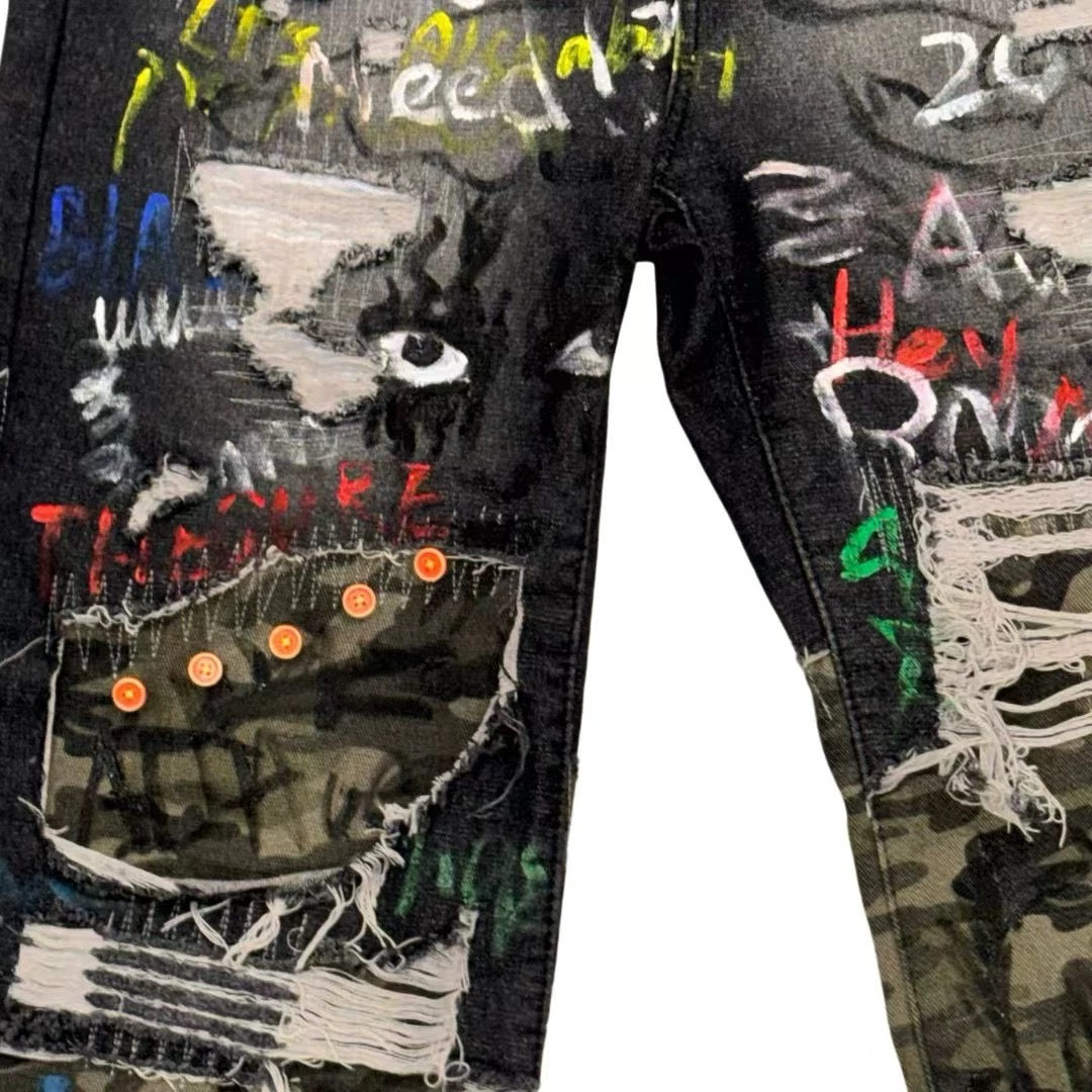 Hand-Drawn Washed Jeans