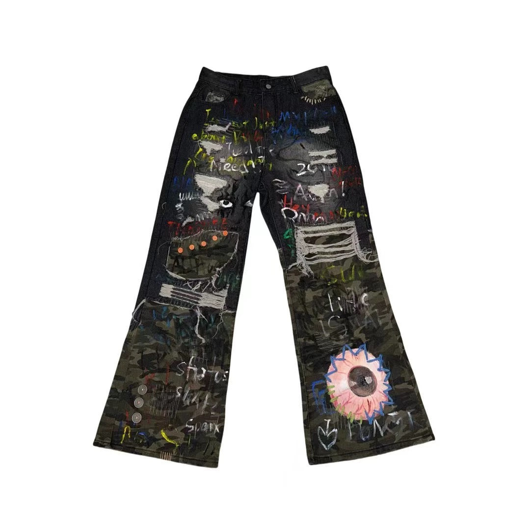 Hand-Drawn Washed Jeans