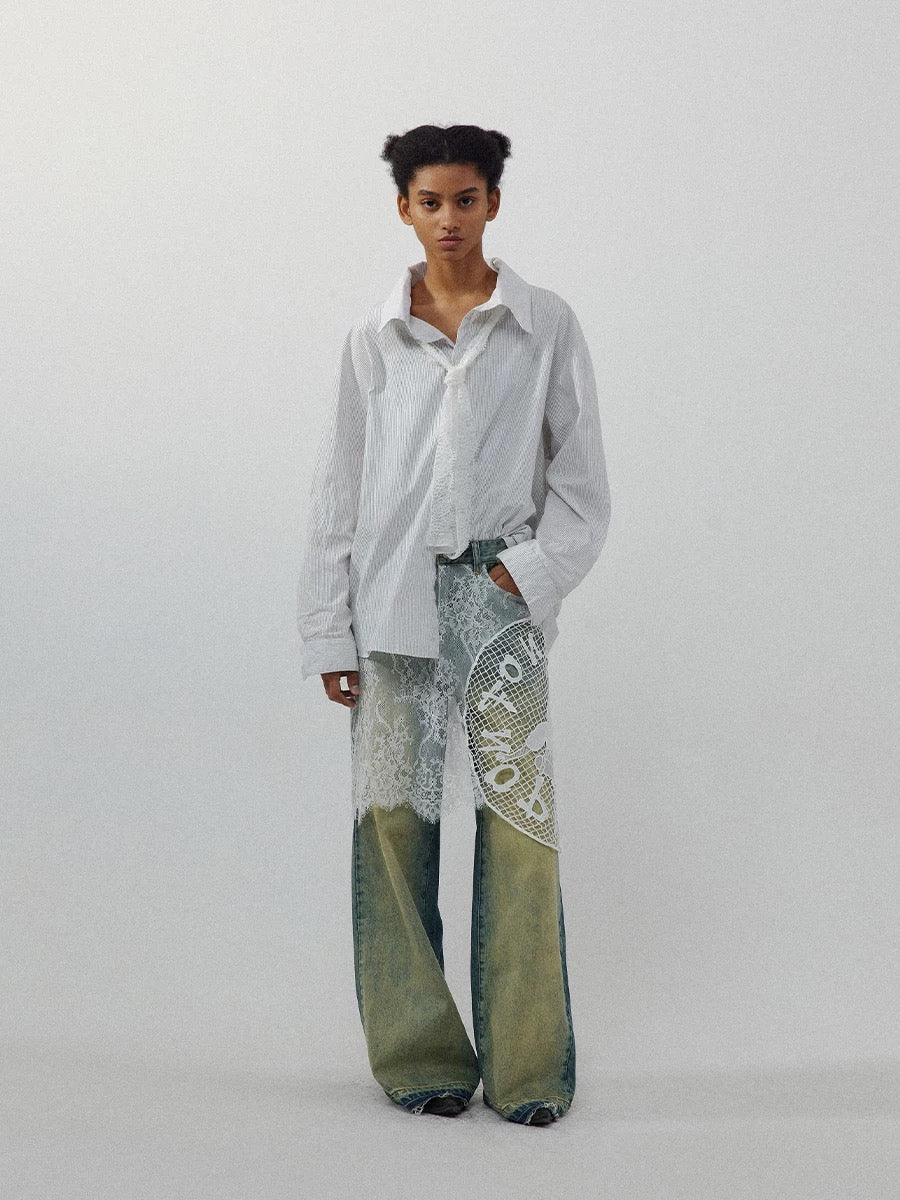 Lace Patchwork Denim