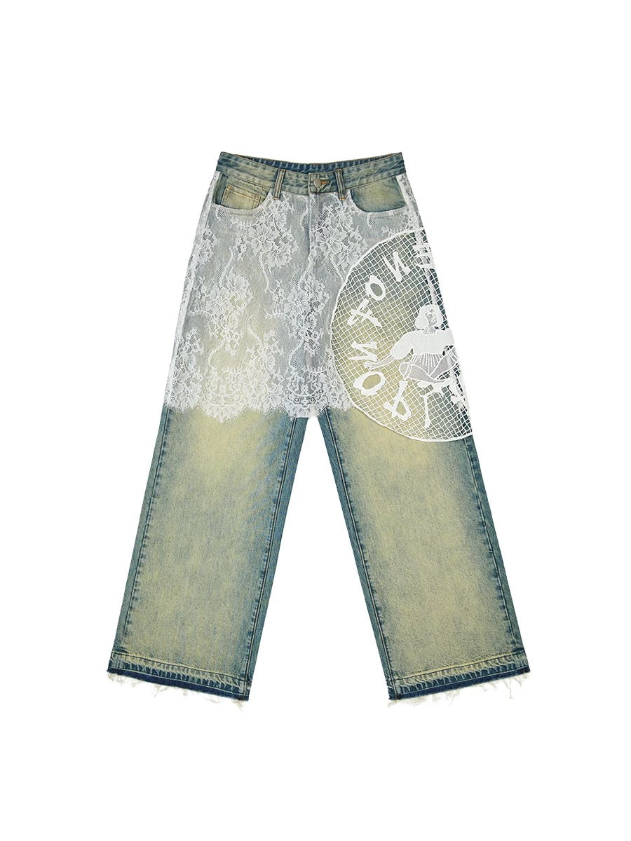 Lace Patchwork Denim