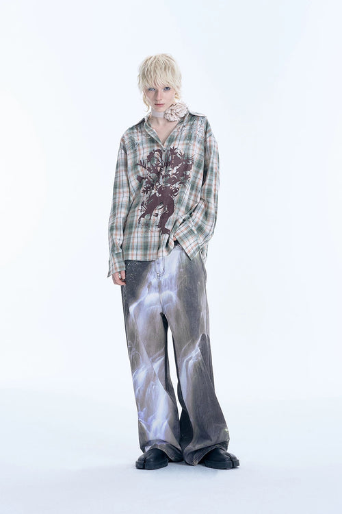3D Scenic Print Denim
