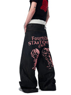 Embroidered Wide-Leg Denim