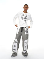 Letter Print Inside-Out Jeans