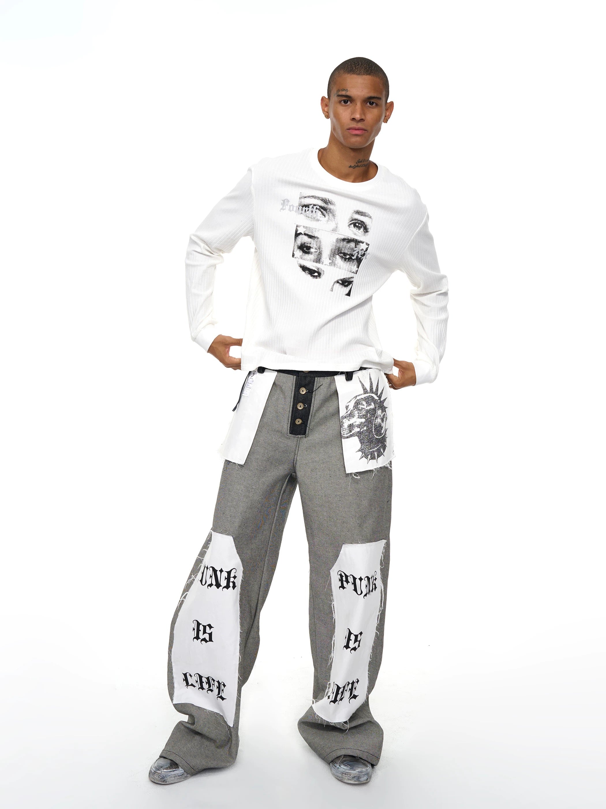 Letter Print Inside-Out Jeans