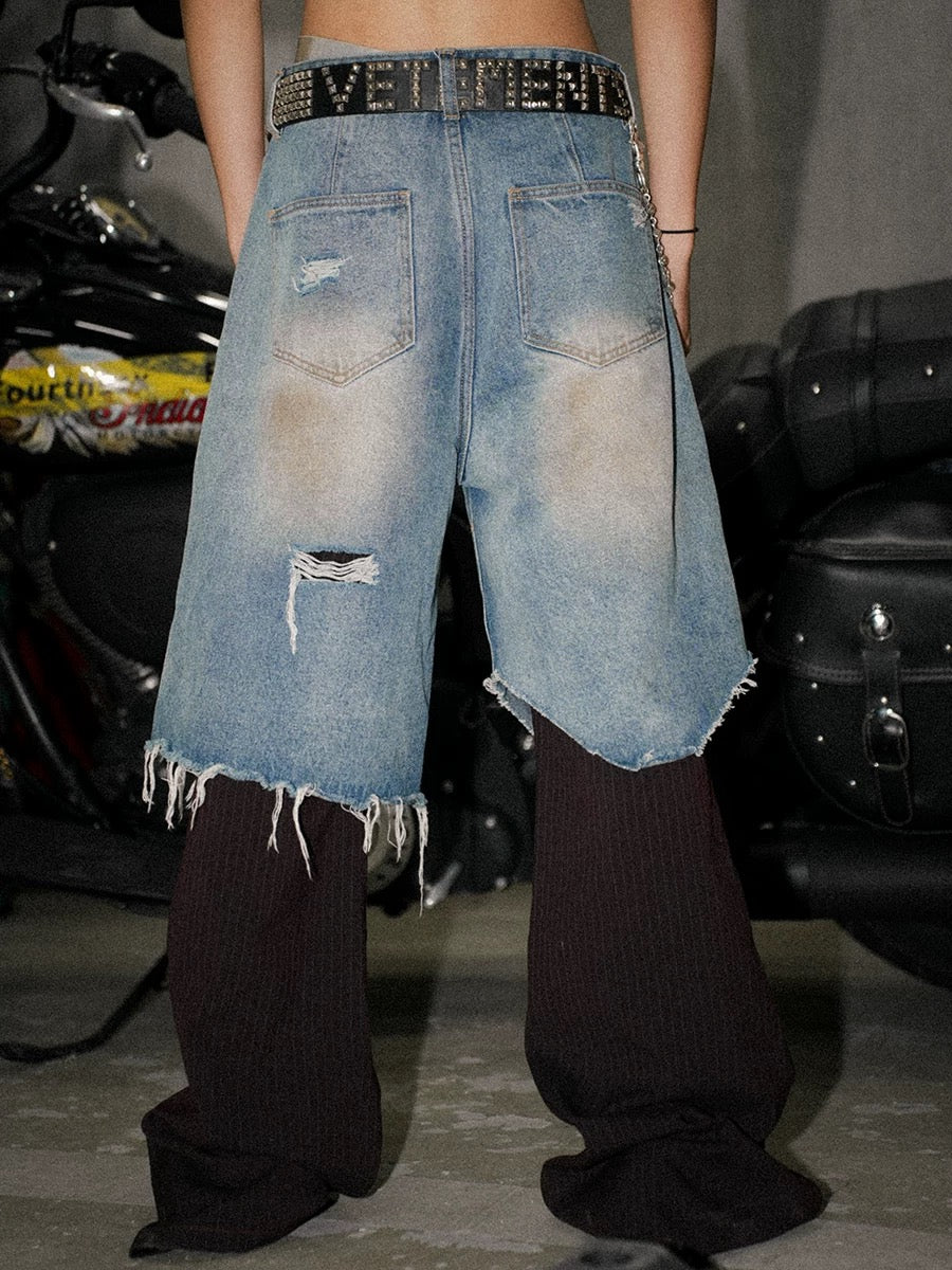 Handmade Distressed Flare Jeans