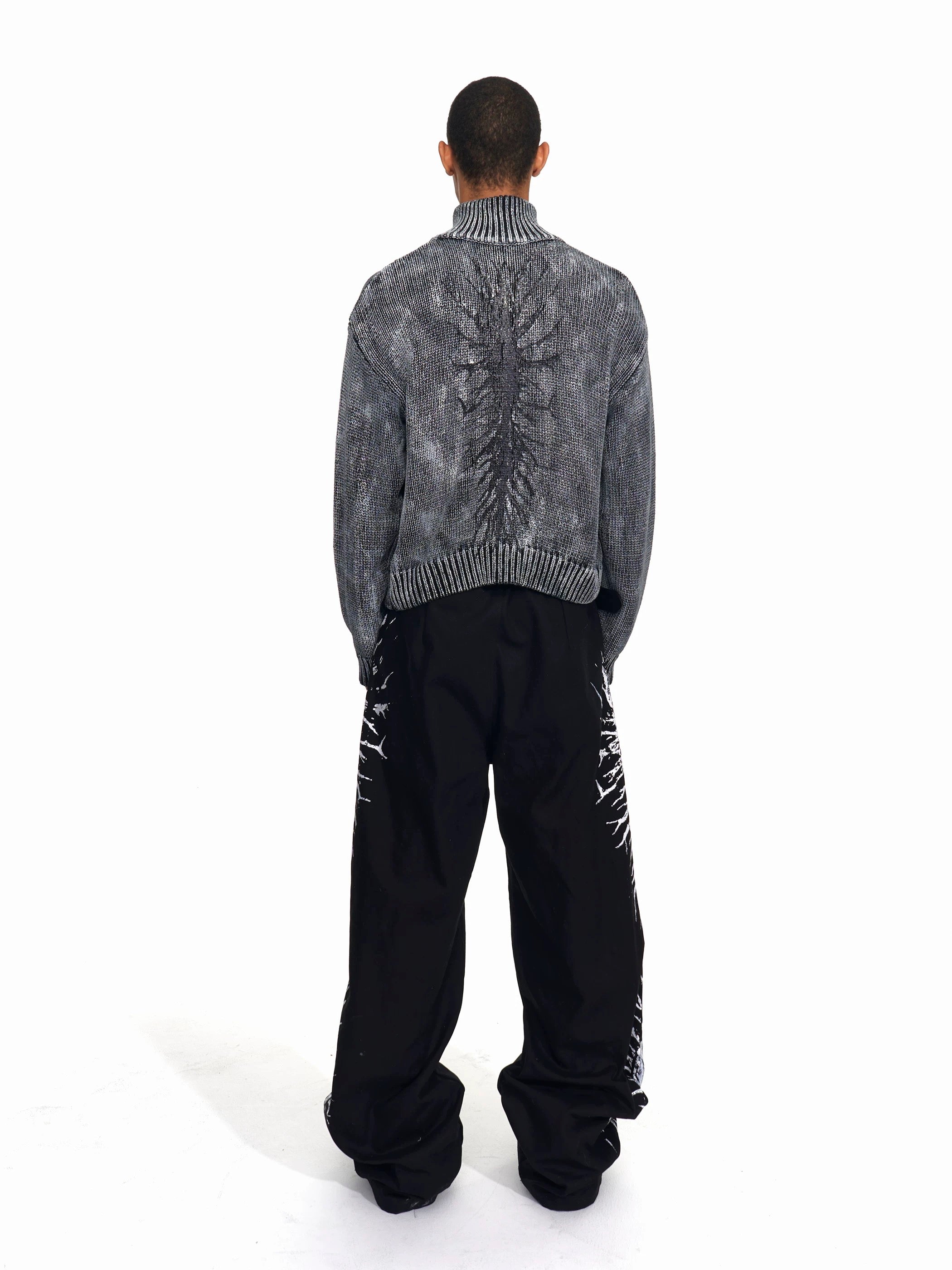 Thorn Print Distressed Knit
