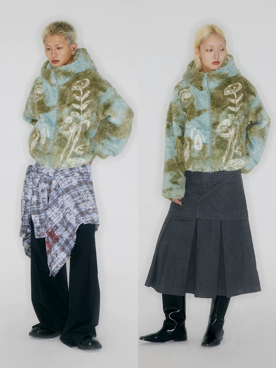 Shearling Tie-Dye Coat