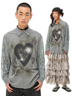 Grey Heart Print Shirt