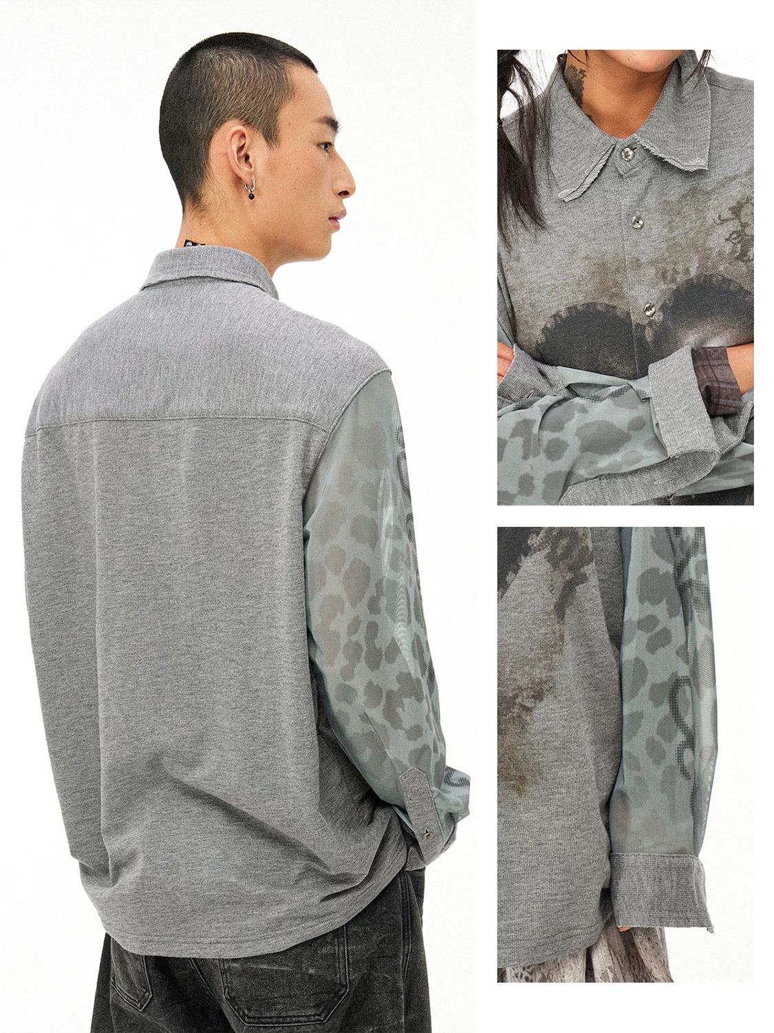 Grey Heart Print Shirt