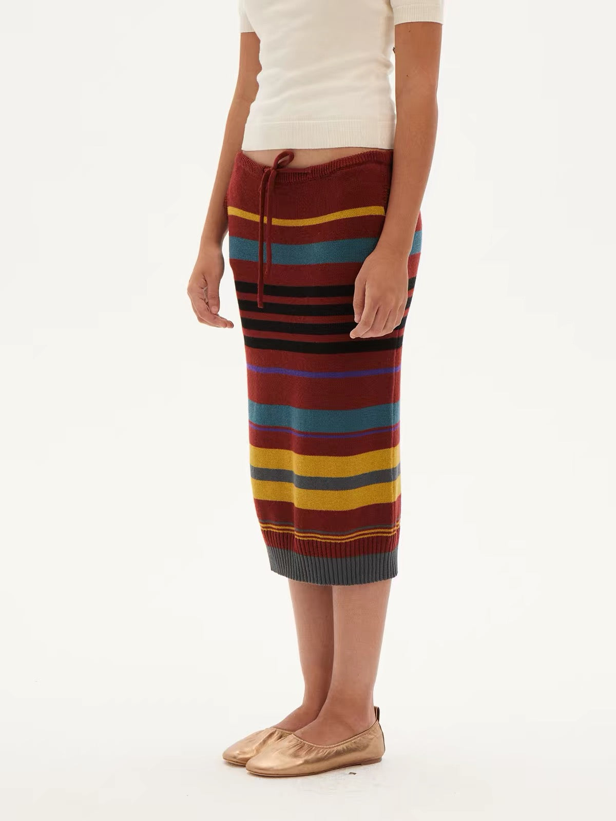Contrast Stripe Knit Skirt