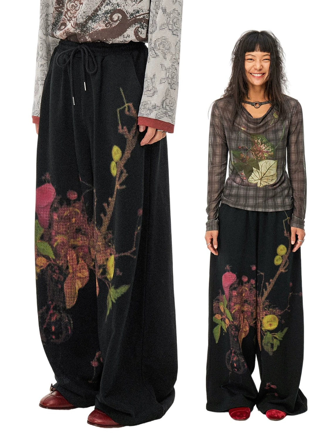 Vase Print Knit Sweatpants