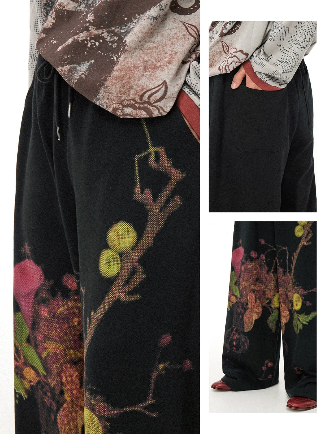 Vase Print Knit Sweatpants
