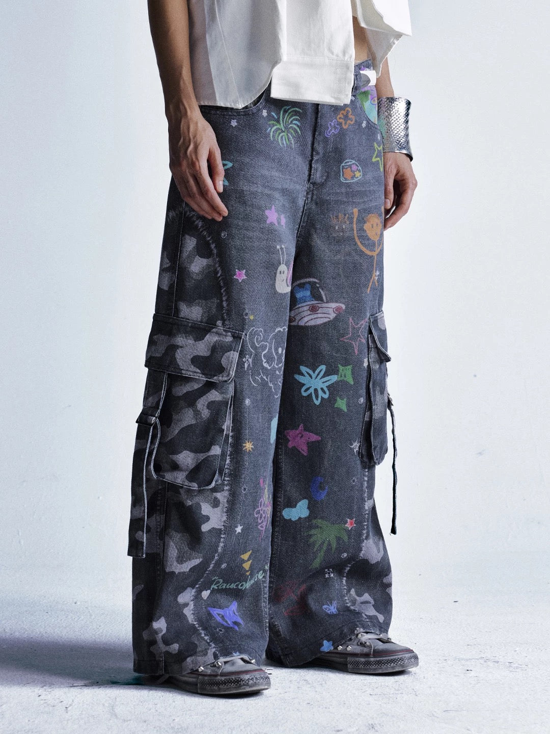 Graffiti Patchwork Cargo Pants