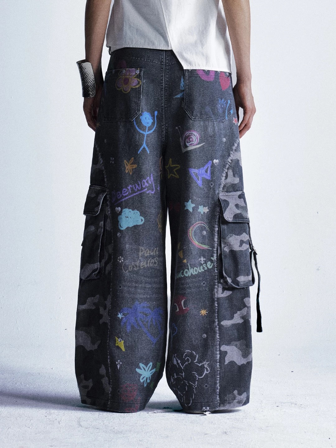 Graffiti Patchwork Cargo Pants