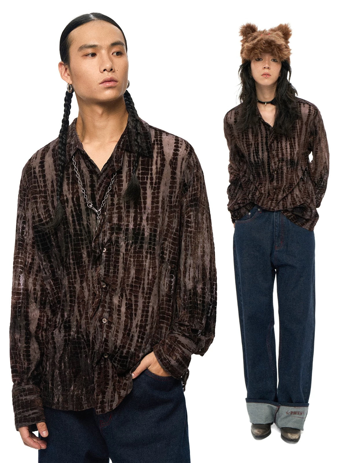 Retro Velvet Print Shirt