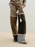 Colorblock Wool Straight Pants