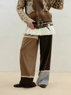 Colorblock Wool Straight Pants