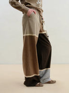 Colorblock Wool Straight Pants