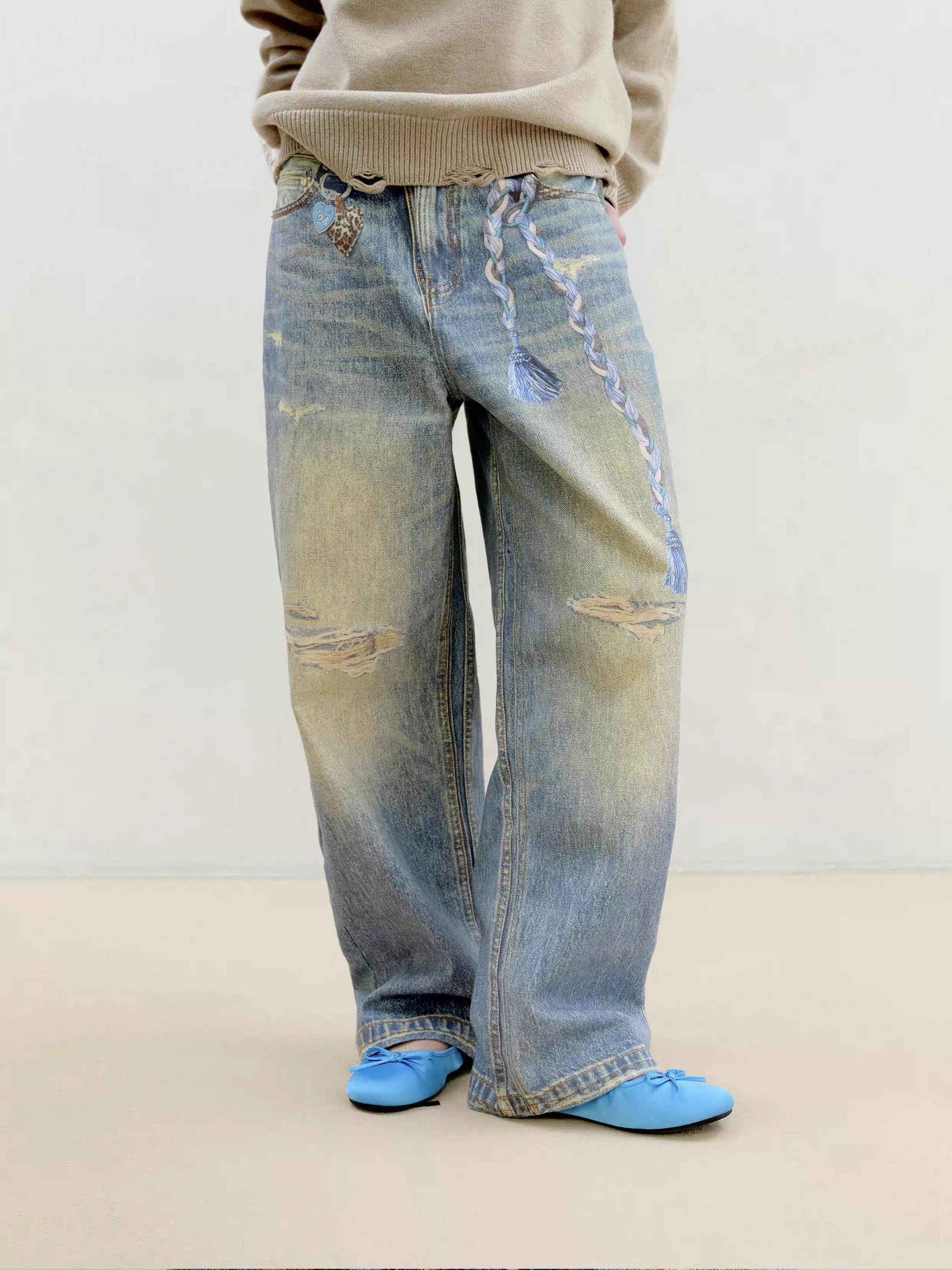 3D Charm Print Jeans