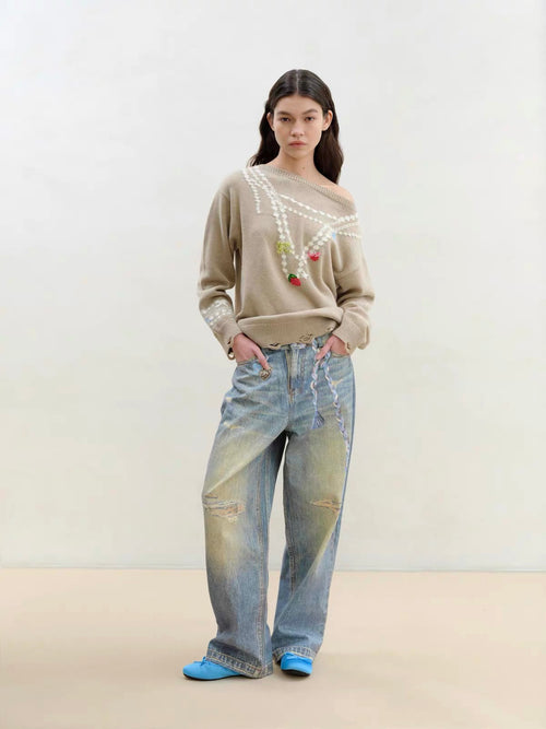 3D Charm Print Jeans
