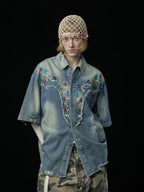 Embroidered Western Denim Shirt