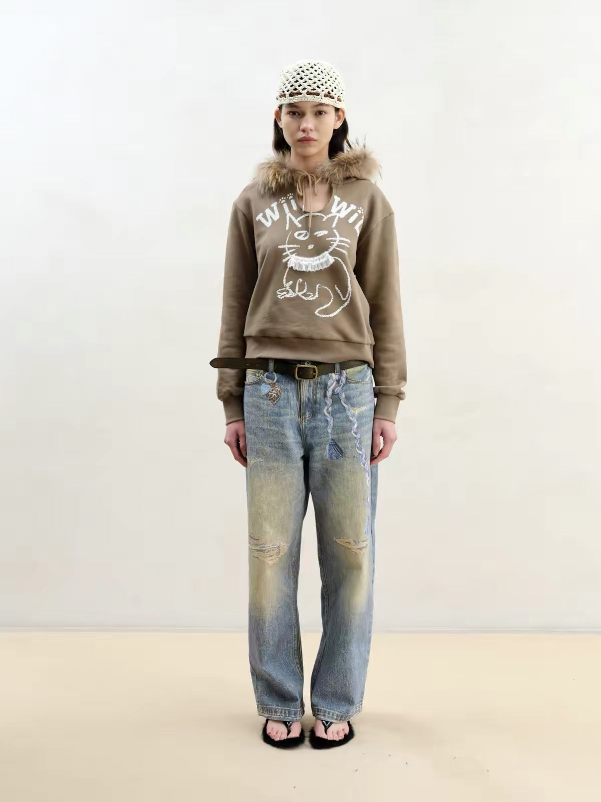 3D Charm Print Jeans