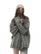 Checkered Fringe Coat