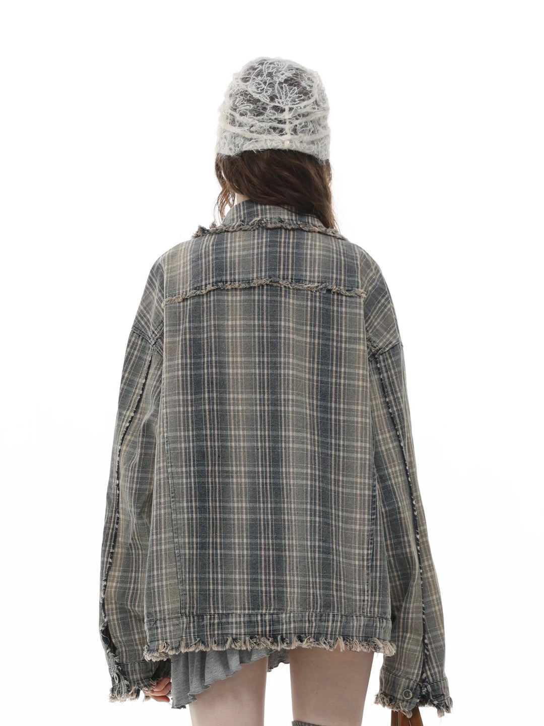 Checkered Fringe Coat
