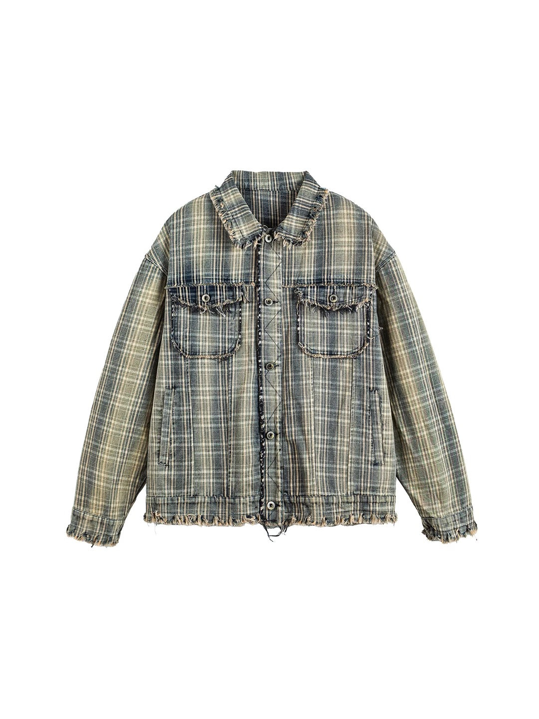 Checkered Fringe Coat