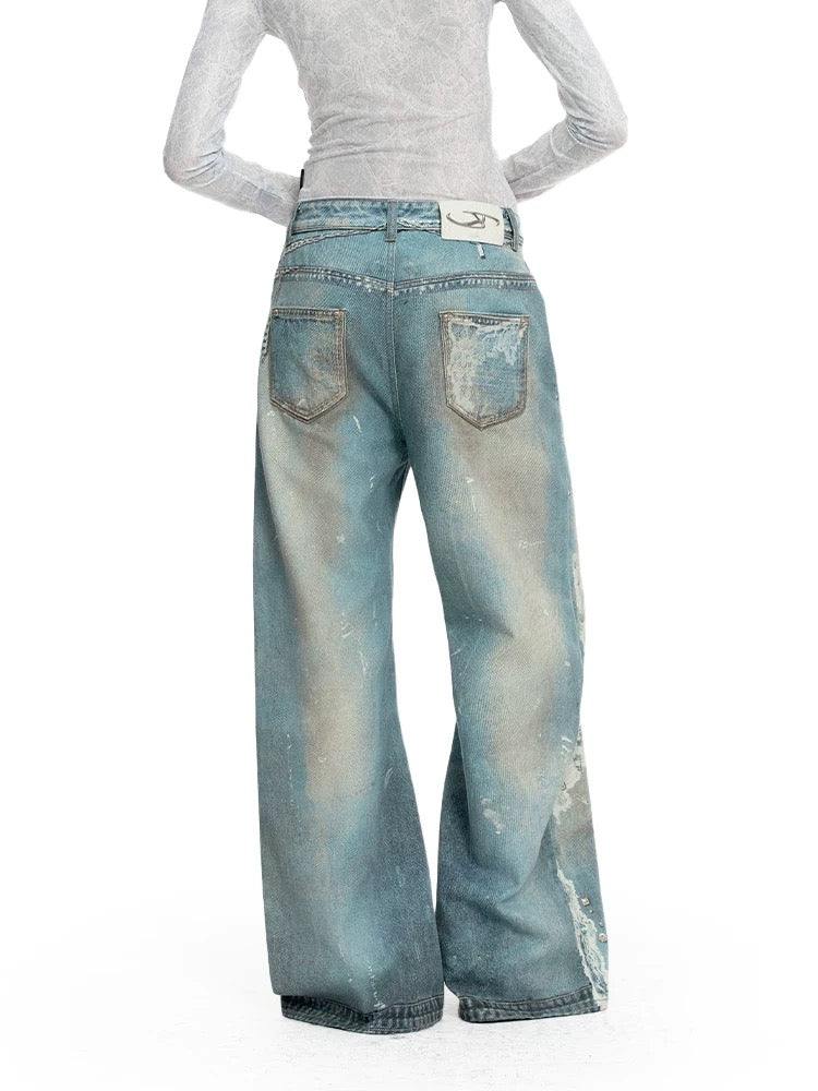 Lace Print Vintage Denim