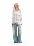 Lace Print Vintage Denim