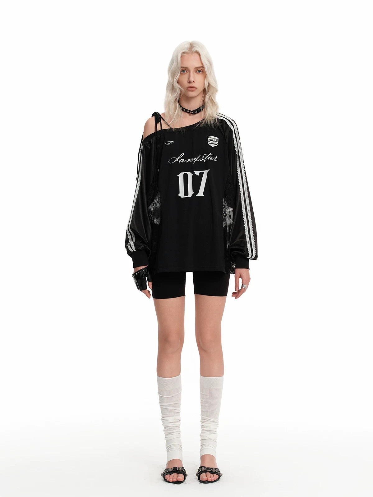 Lace Off-Shoulder Soccer Top
