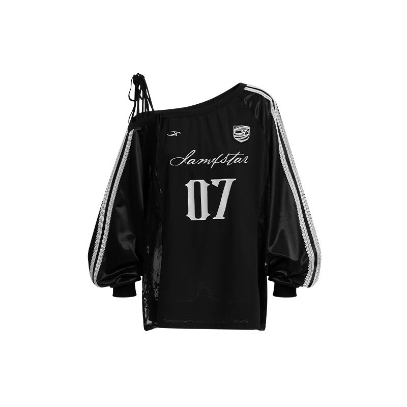 Lace Off-Shoulder Soccer Top