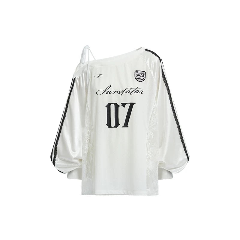Lace Off-Shoulder Soccer Top