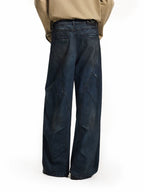 Pleated Wide-Leg Jeans