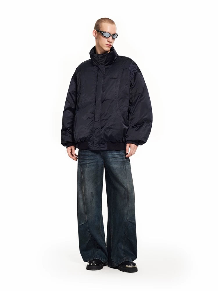 Pleated Wide-Leg Jeans