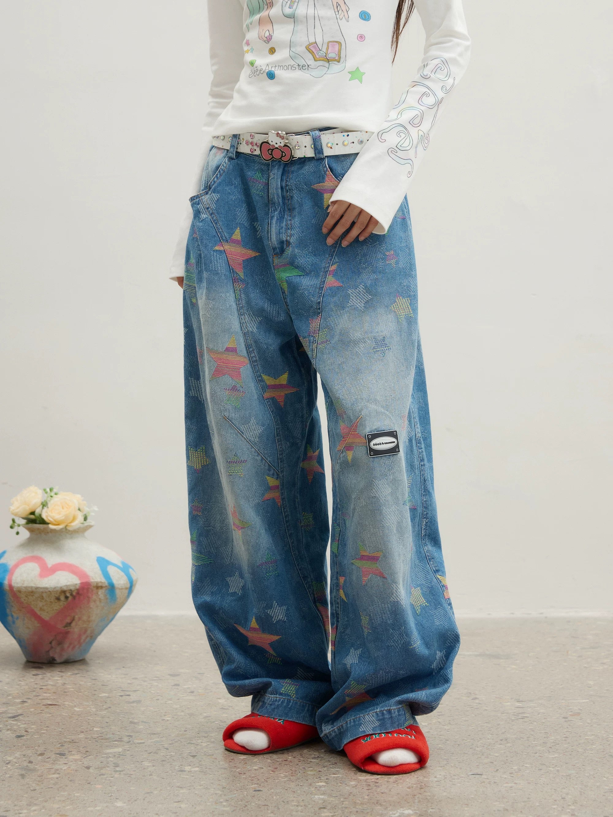 Star Patched Jeans