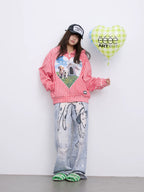 Plaid Patch Zip Hoodie