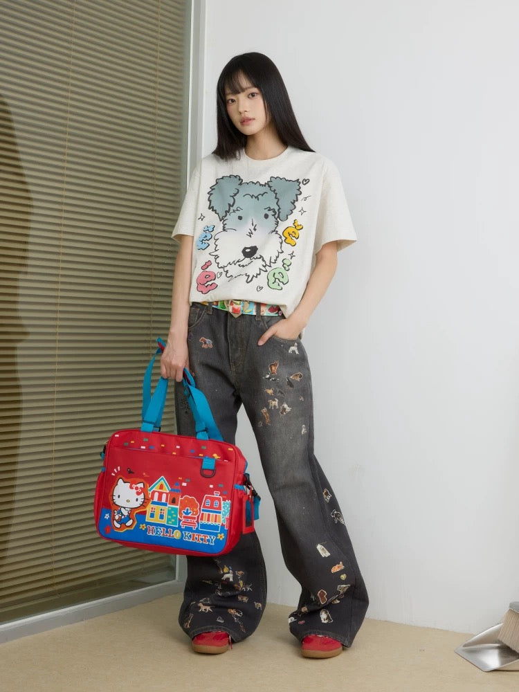 Dog Print Dark Jeans