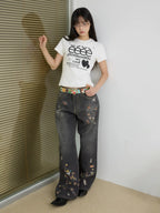 Dog Print Dark Jeans